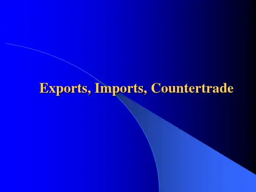 国际商务环境 International Business Environment Ex-Im & Countertrade Ch. 13
