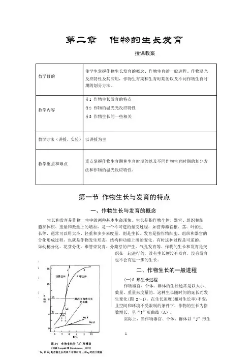 电子教案总论 第2章 作物的生长发育