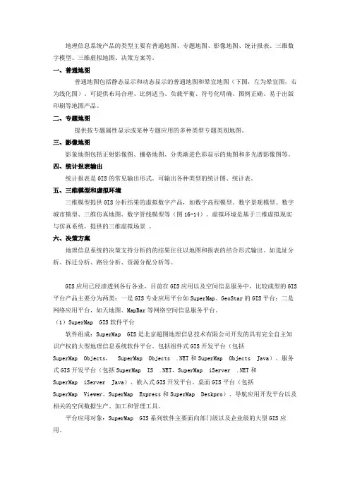 GIS产品类型及应用