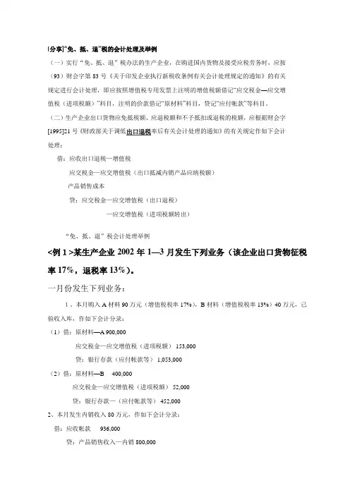 出口退税详细分录