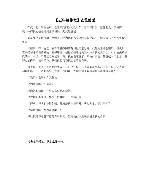 【五年级作文】爸爸的爱