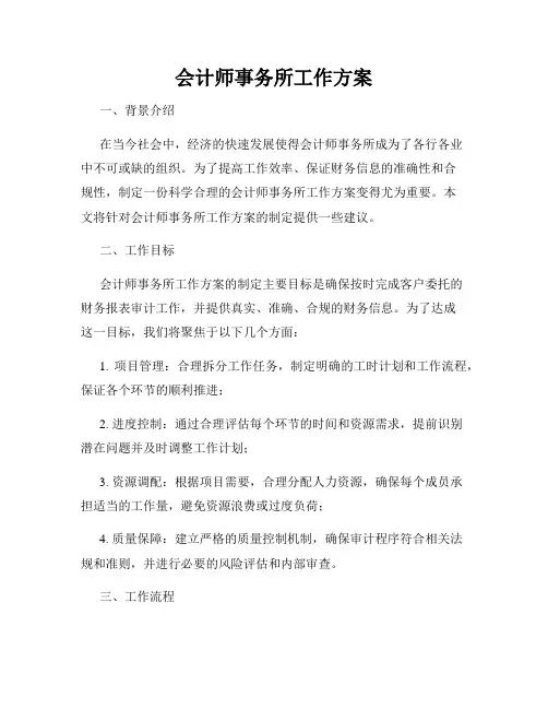 会计师事务所工作方案