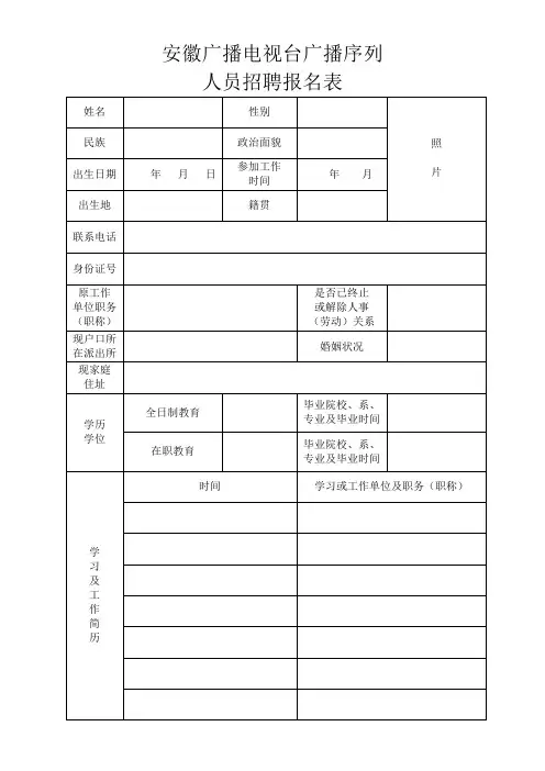 安徽广播电视台广播序列