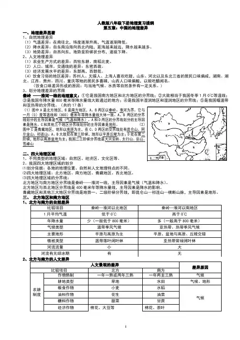 最全新人教版八年级地理下册复习资料完整版