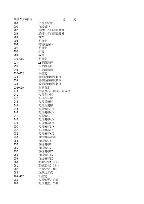 数控车床G指令