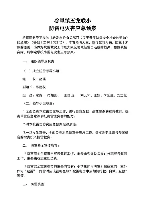 防雷电灾害应急预案