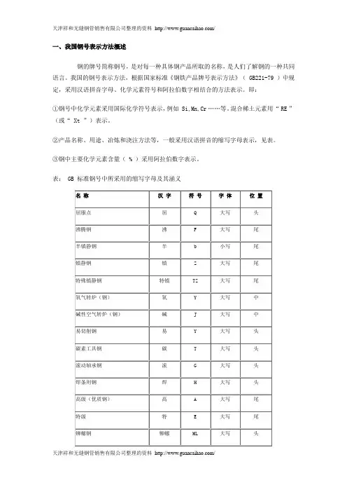 钢号的意义