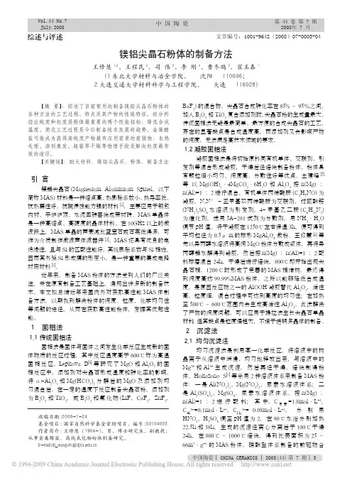 镁铝尖晶石粉体的制备方法