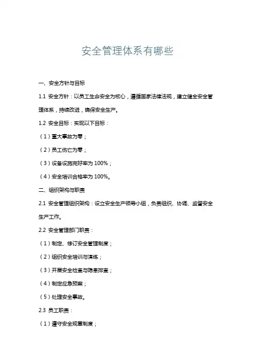 安全管理体系有哪些