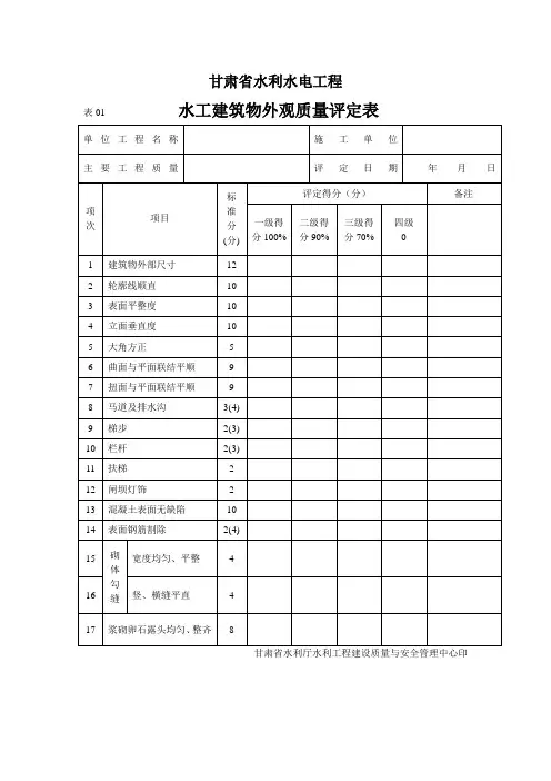 水利水电工程质量评定表