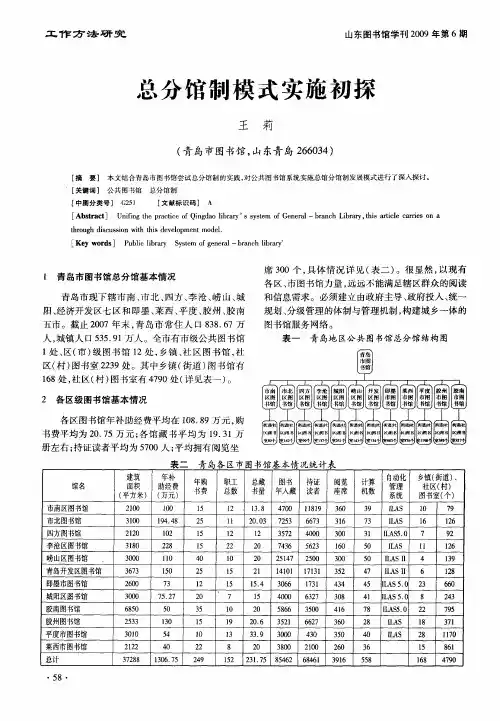 总分馆制模式实施初探
