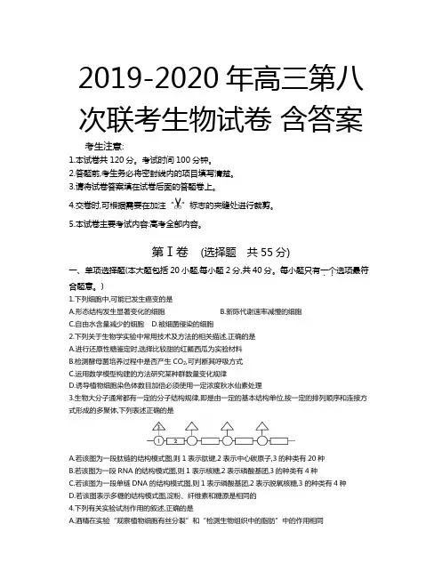 2019-2020年高三第八次联考生物试卷 含答案