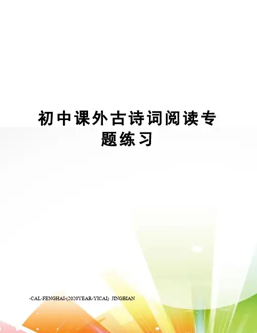 初中课外古诗词阅读专题练习
