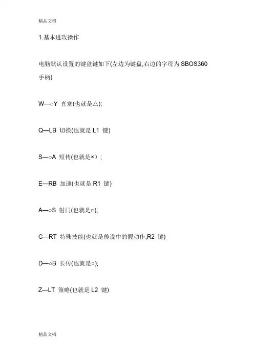 (整理)实况足球键盘操作方法.