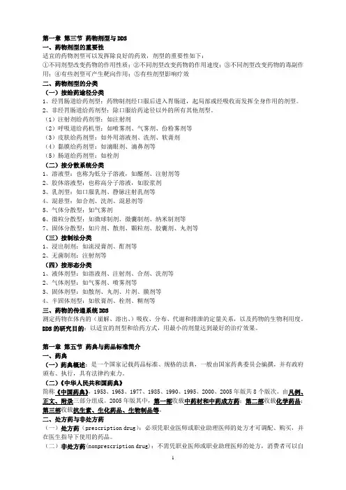 药剂学复习重点总结