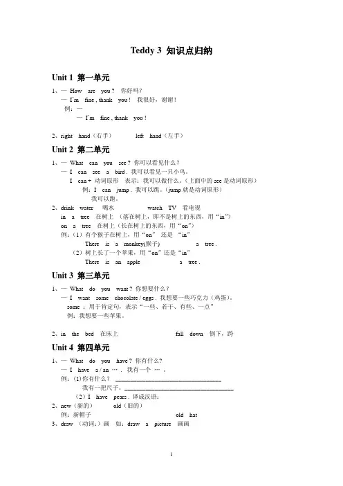 Teddy 3 知识点归纳