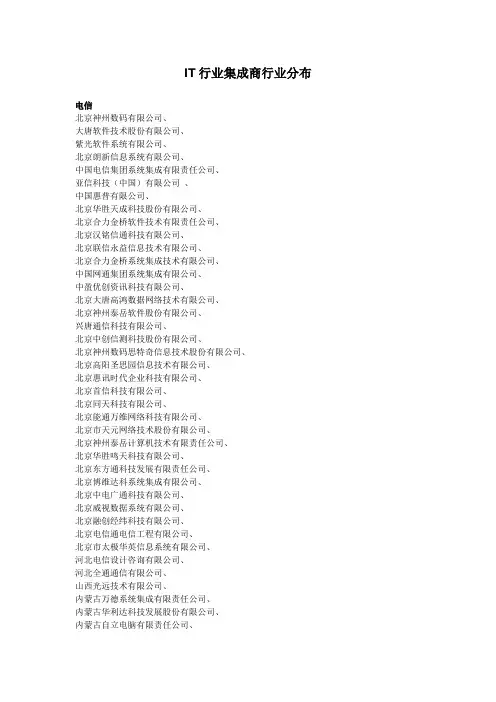 IT行业集成商行业分布