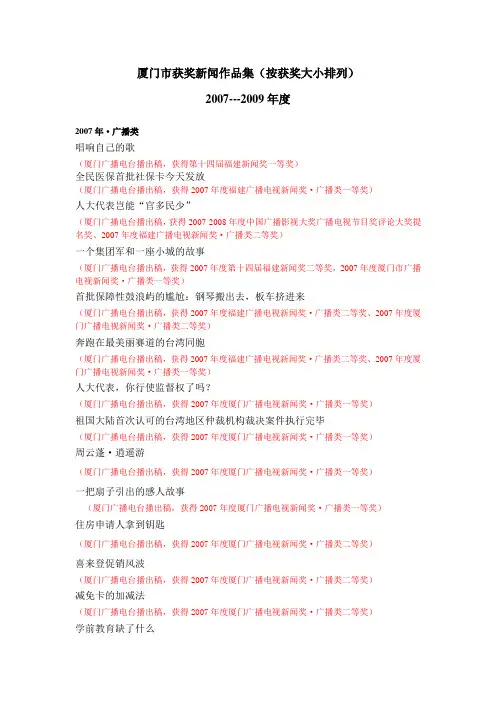 厦门市获奖新闻作品集(广播目录)