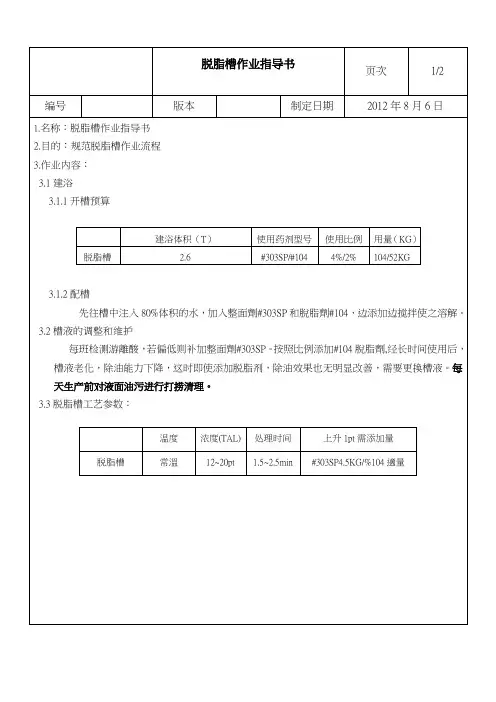 前处理作业指导书