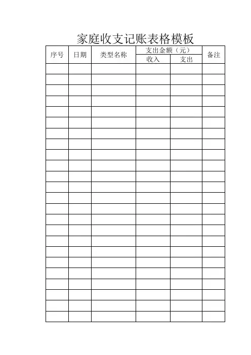 家庭收支记账表格模板