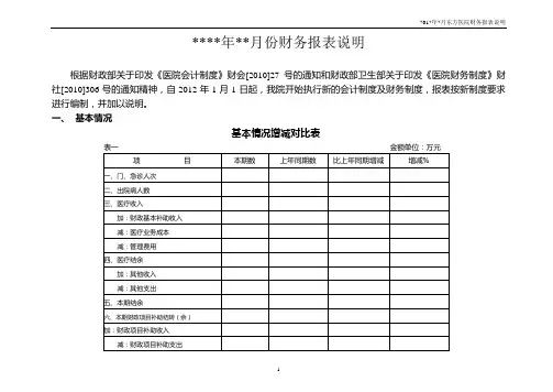 医院财务报告格式