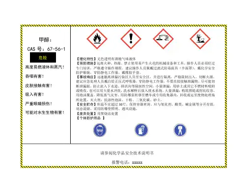 甲醇安全警示标志