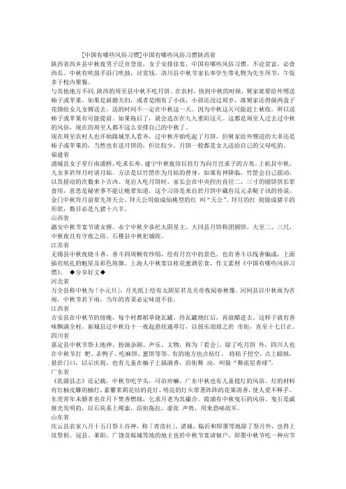 中国有哪些风俗习惯