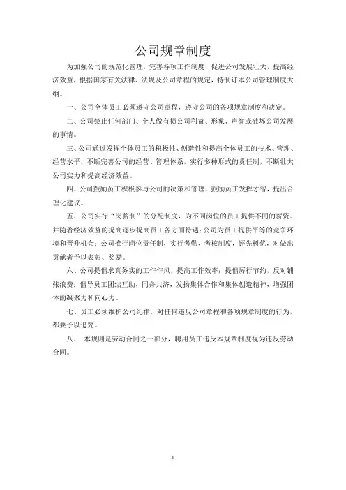 公司规章制度及员工守则