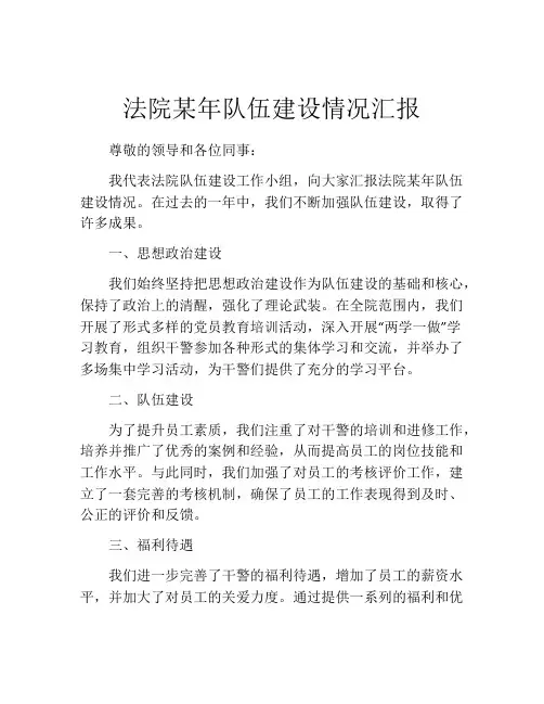 法院某年队伍建设情况汇报