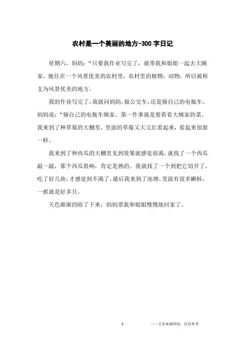 农村是一个美丽的地方-300字日记