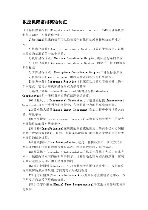 数控机床常用英语词汇