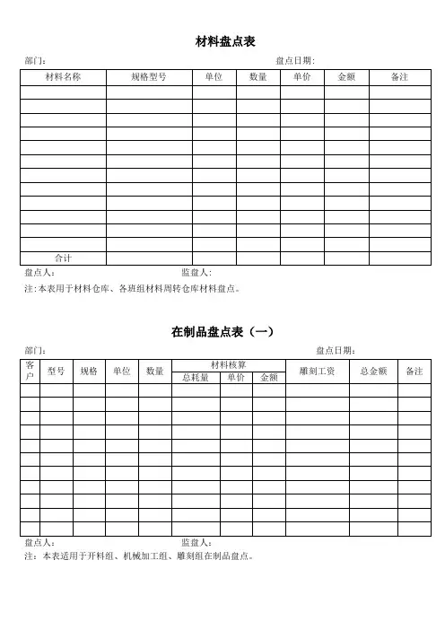 盘点表单