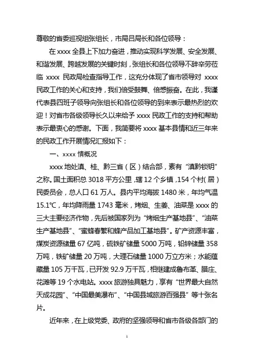 民政工作情况汇报