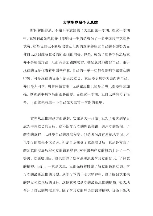 大学生党员个人总结