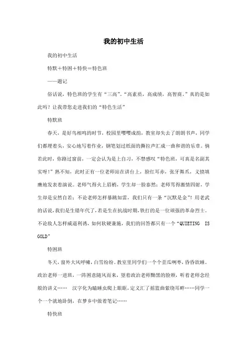 我的初中生活_初中初三作文700字
