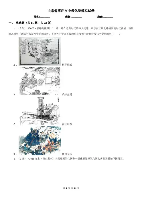 山东省枣庄市中考化学模拟试卷