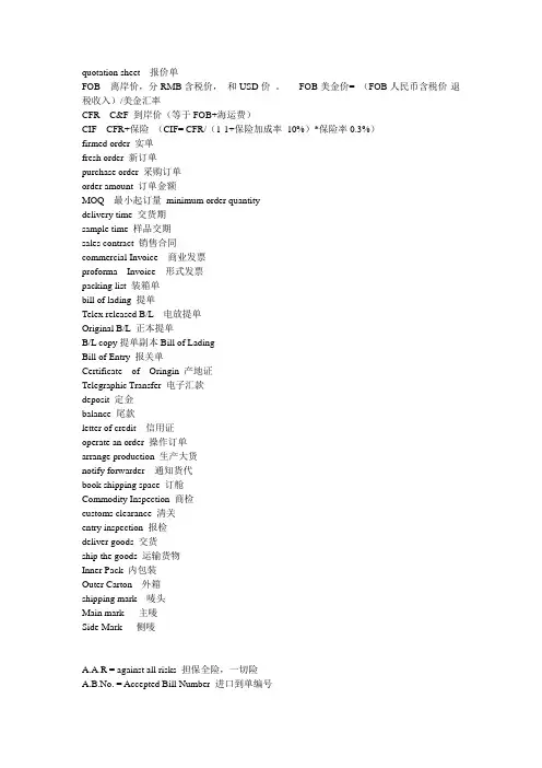 常用外贸术语