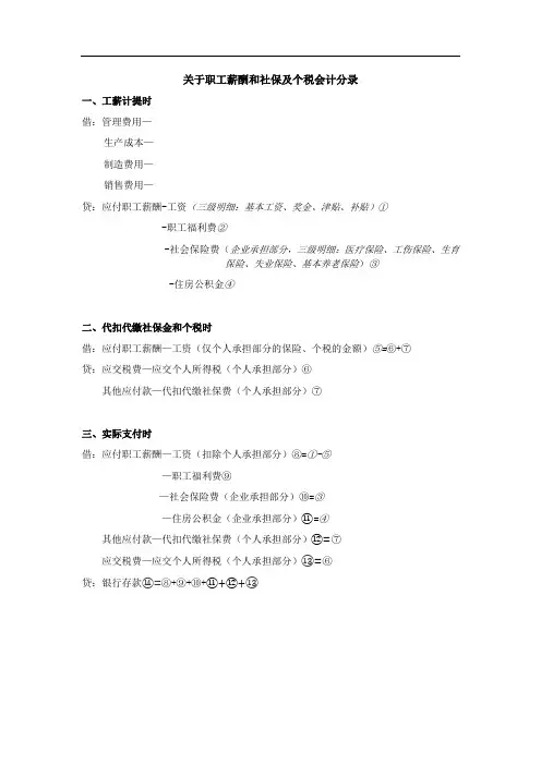 社保和个税会计分录