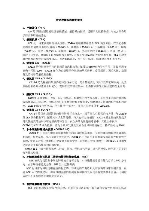 肿瘤标志物临床意义 3