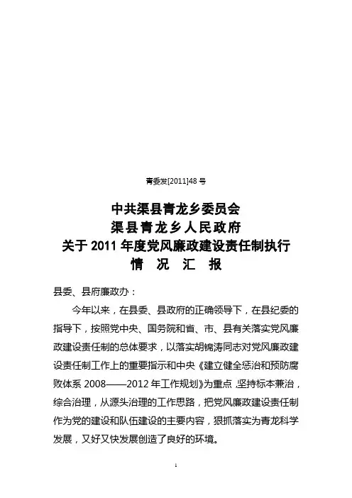 党风廉政建设执行情况汇报