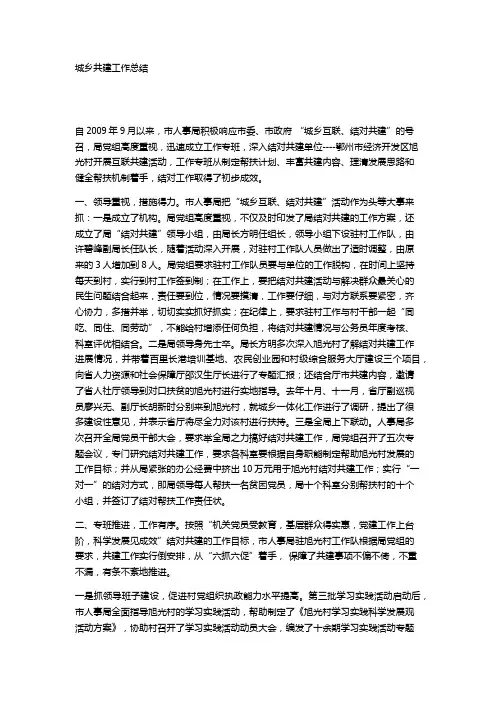 城乡共建工作总结