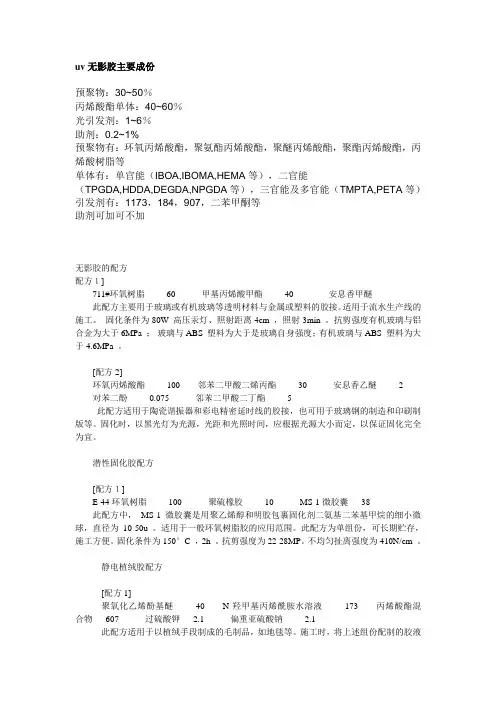 uv无影胶主要成份