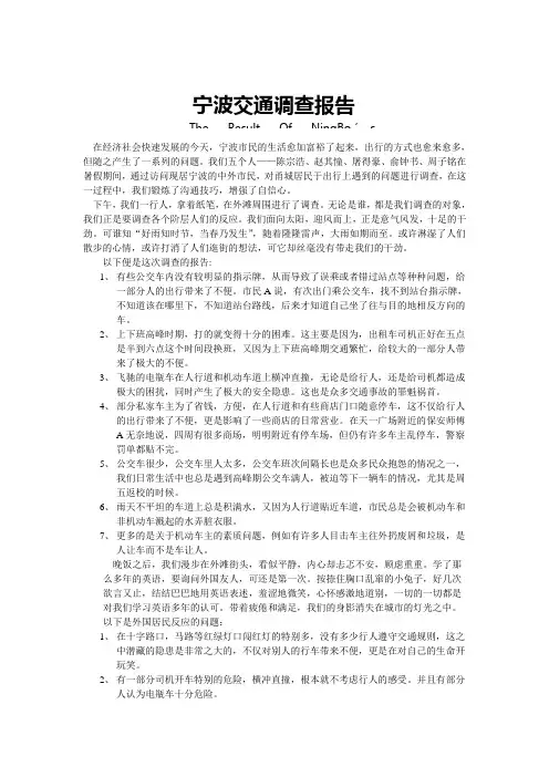 宁波交通调查报告