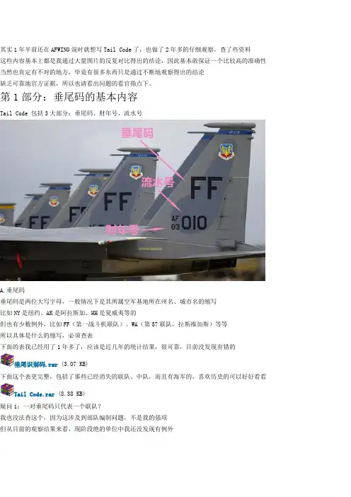 美国空军垂尾上的编码标记