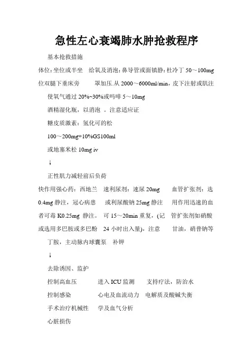 急性左心衰竭肺水肿抢救程序