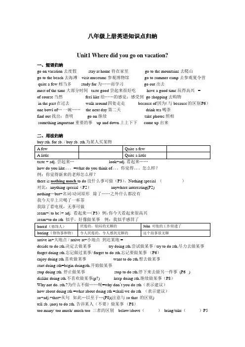 八年级上册英语知识点归纳1-2单元