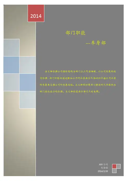 部门职能-车身部