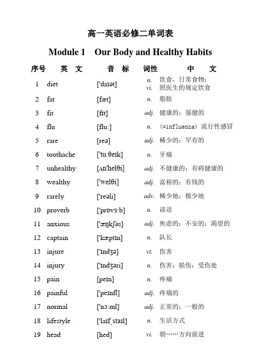 外研社高一英语必修2单词表.doc