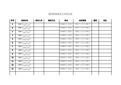 辅导机构来访人员登记表