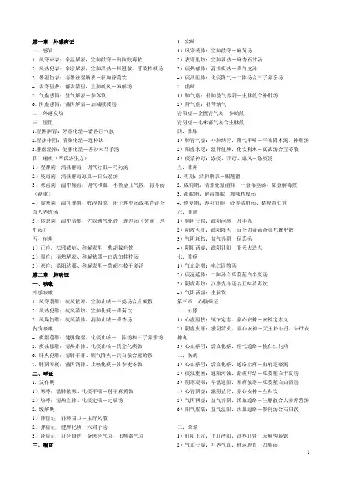 主治医师考试-中医内科总结秘题
